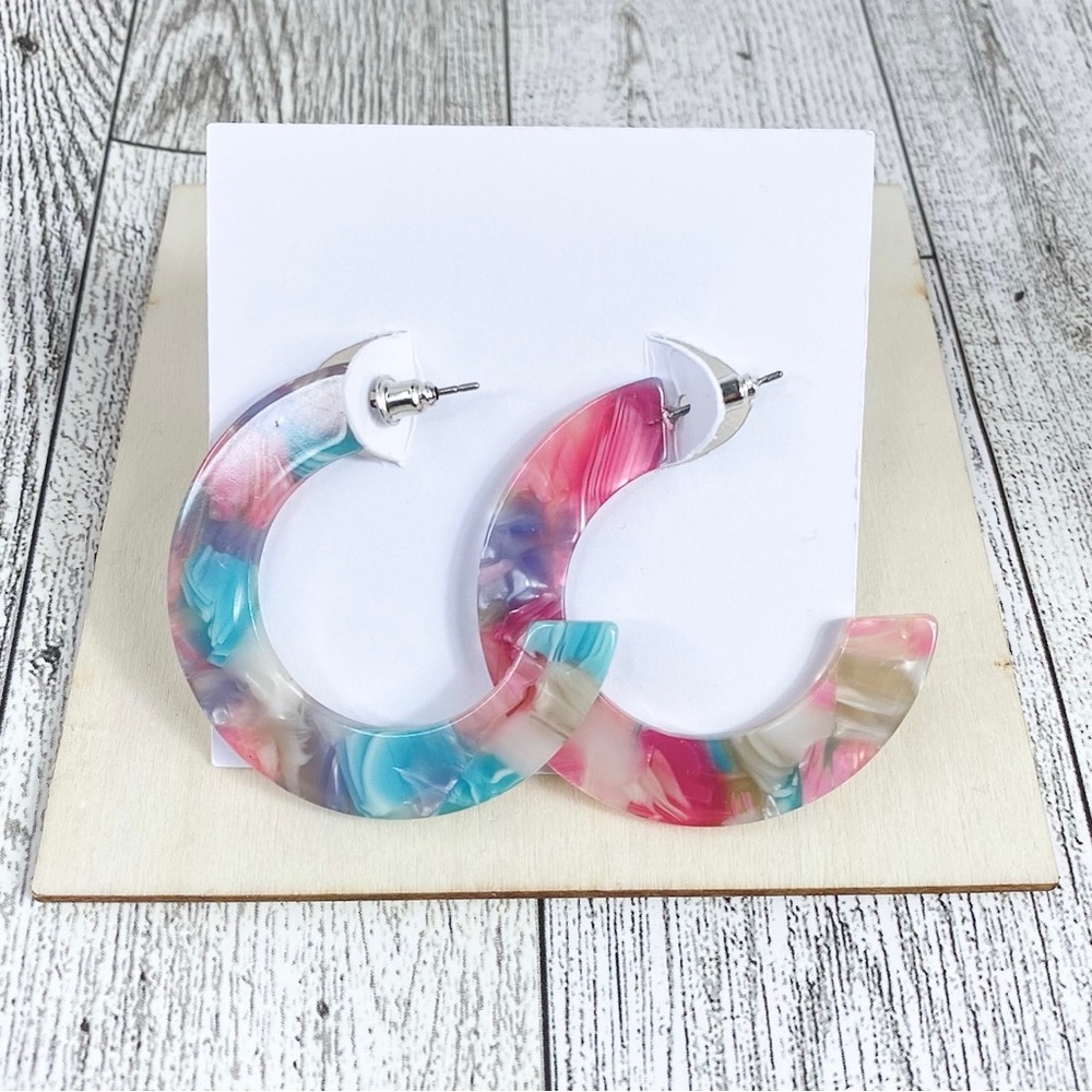 Acrylic Pink and mix of colors Earrings